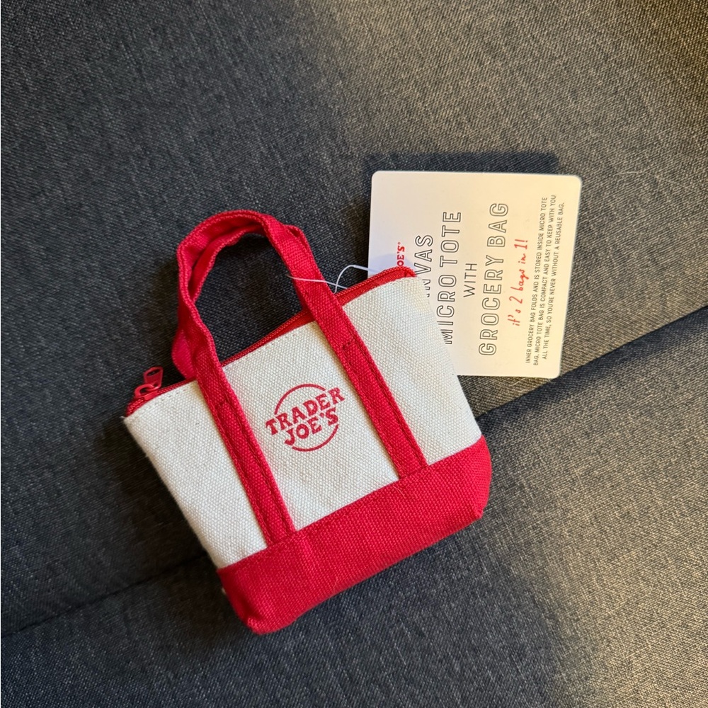 Trader Joe's Red and White Mini Tote Bag